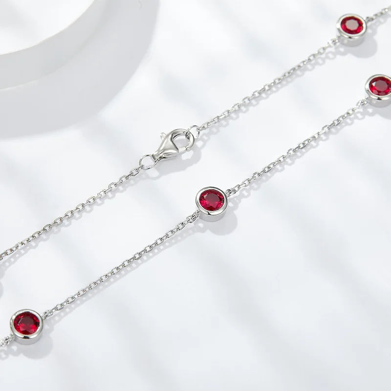 Round cut Ruby Choker in 925 Sterling Silver