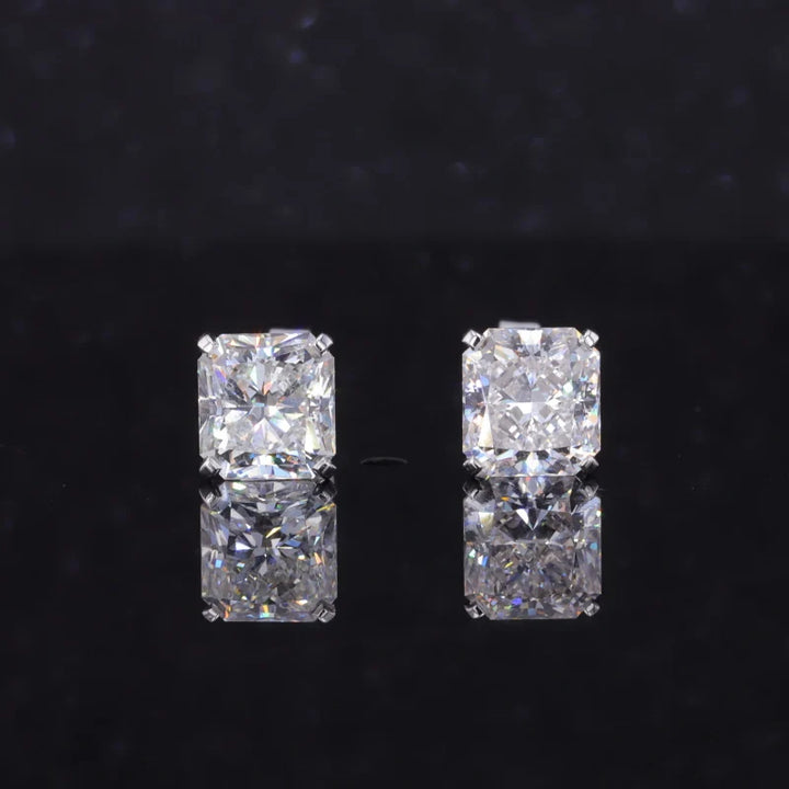 5.5mm, 2ctw Square-Radiant Cut Diamond Earrings in 14K Solid White Gold