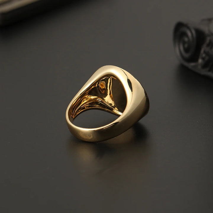 Lion Signet Ring in 14K Solid Yellow Gold