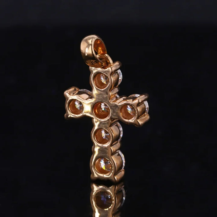 Cross Moissanite Pendant in 14K Solid Rose Gold