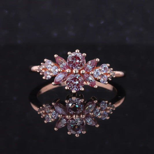 Floral Alexandrite 14k Yellow Gold Ring Collection