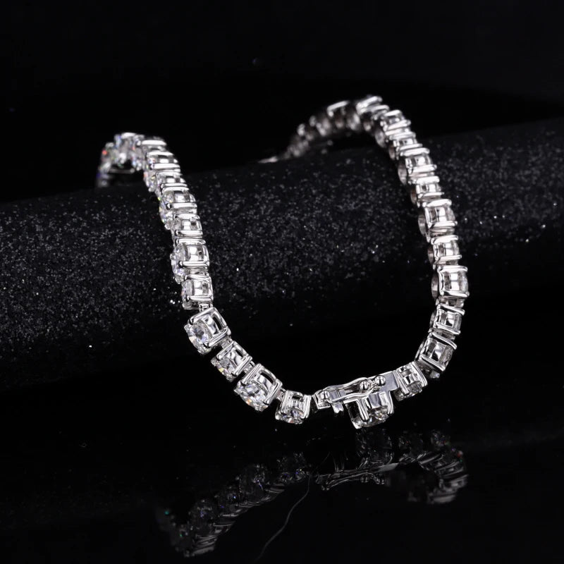 4mm Alternating Round Cut Diamond Tennis Bracelet in 14K Solid Yellow/White Gold