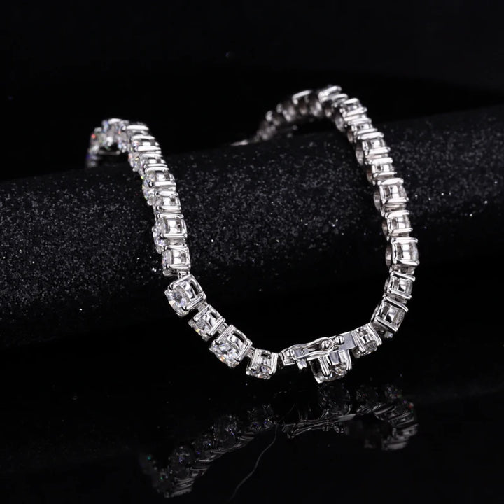 4mm Alternating Round Cut Diamond Tennis Bracelet in 14K Solid Yellow/White Gold