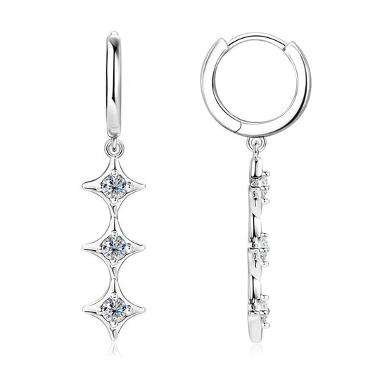 Stellar Hoop Earrings in Platinum-Plated 925 Sterling Silver