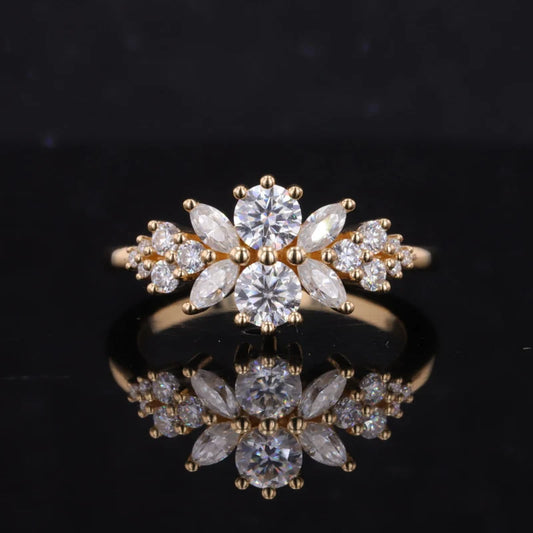 Floral Lab Diamond 14k Yellow Gold Ring Collection