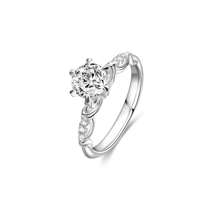1.50ct Round Lab-Grown Diamond Solitaire Ring with Lily Pavé Band in White Gold