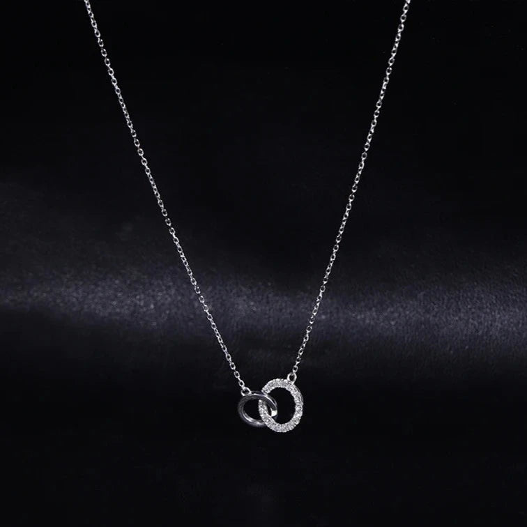Diamond Ring Necklace in Solid 18K White Gold