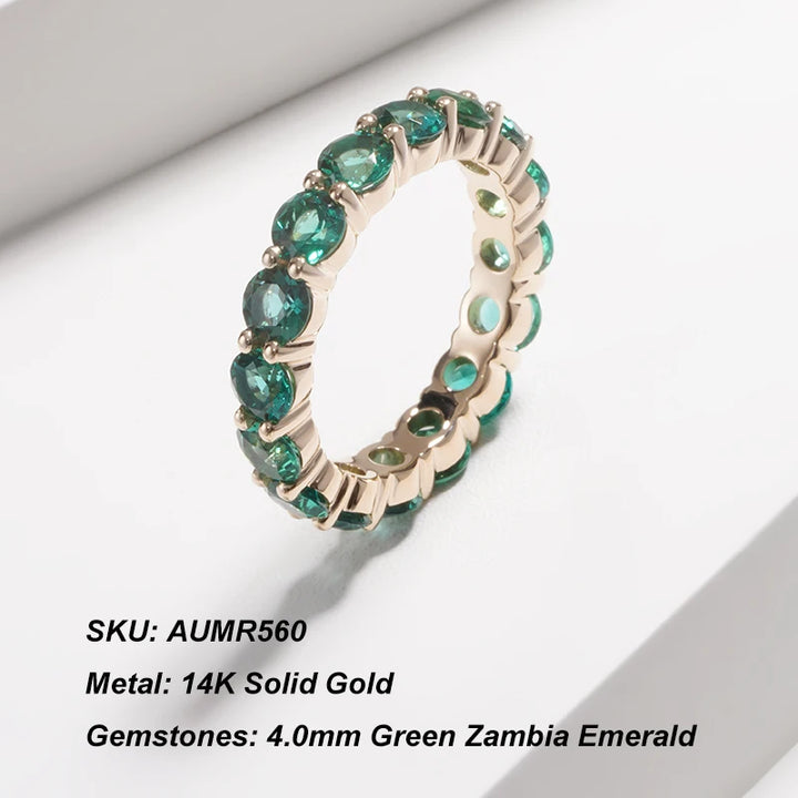 Emerald Eternity Ring Collection in 14K Solid Yellow Gold