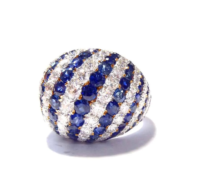 9.00ctw Natural Madagascar Sapphire Diamond Band Ring in 18K Rose/White/Yellow Gold