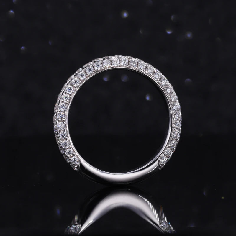 Three Row Diamond Eternity Ring in 18k Solid White Gold