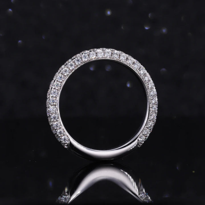 Three Row Diamond Eternity Ring in 18k Solid White Gold
