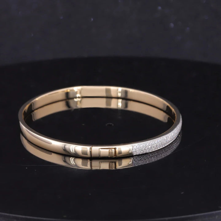 Full Diamond Bangle/Bracelet in 10K Solid Yellow Gold