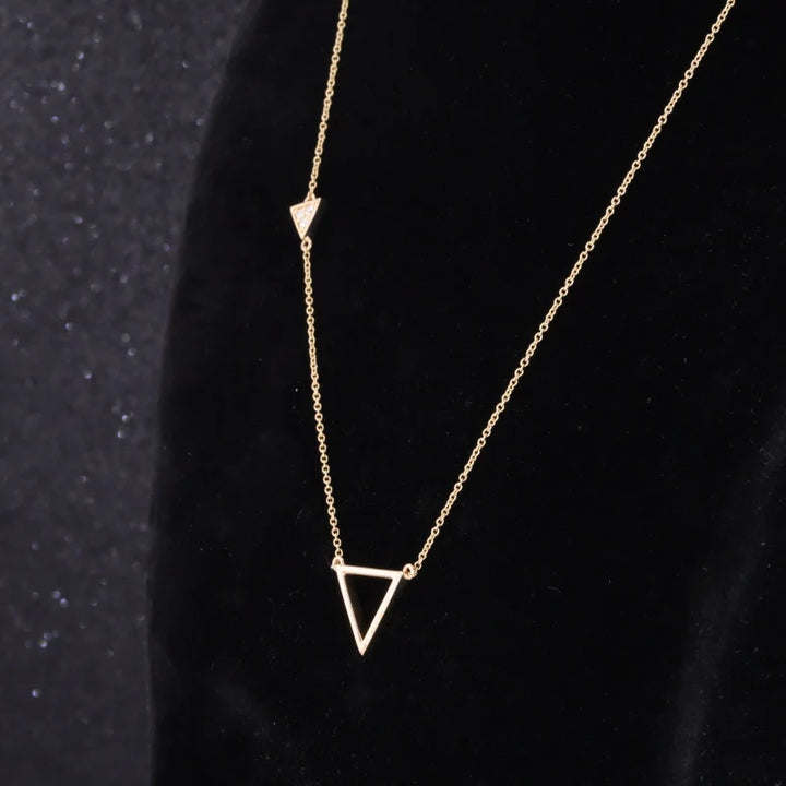 Triangle Pendant with Lab Grown Diamond Accent Necklace in 14K Yellow Gold