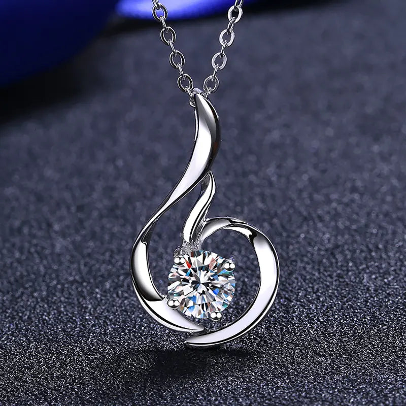Moissanite Pendant Necklace in 18k White Gold Plated 925 silver