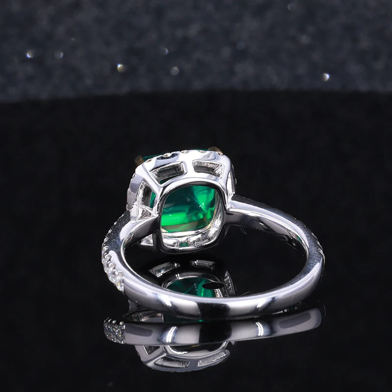 Sugar-loaf Cut Emerald Diamond Half-Eternity Ring in 14K White Gold