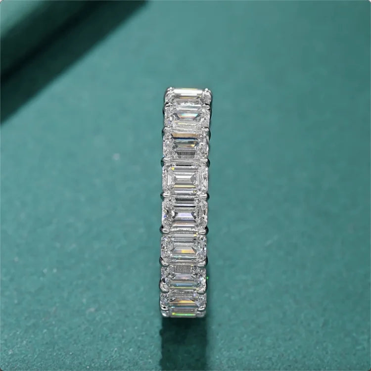 0.1ct/0.3ct Emerald Diamond Eternity Band Ring in 14K Solid White/Yellow/Rose Gold