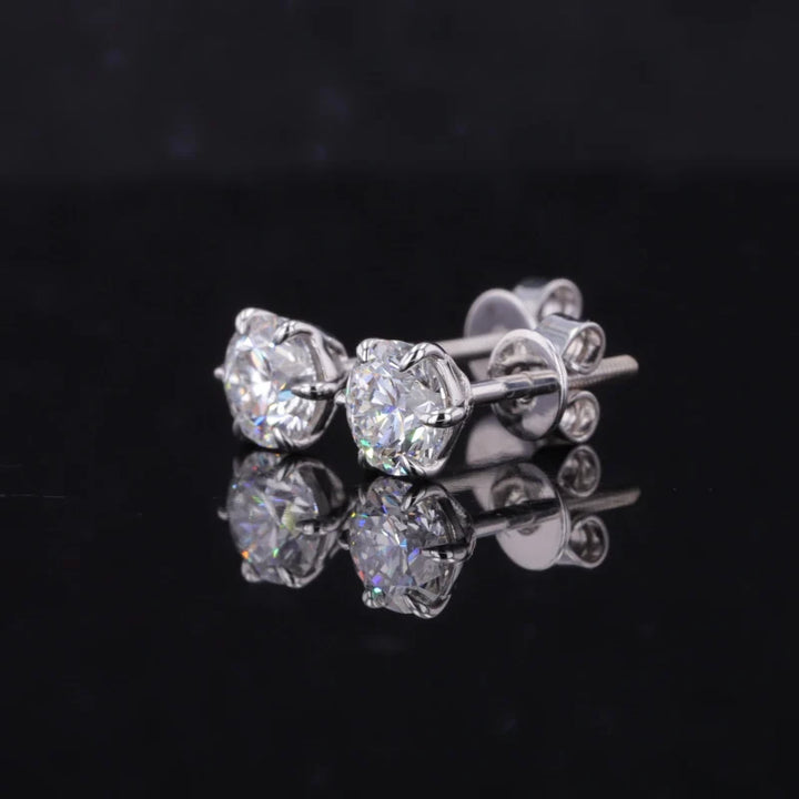 5mm Round Cut Moissanite Earrings in 18K Solid White Gold