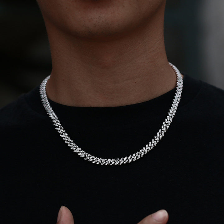 6mm VVS Moissanite Miami Cuban Chain | White Gold, Yellow Gold Plated S925 Silver - Luther's Diamonds