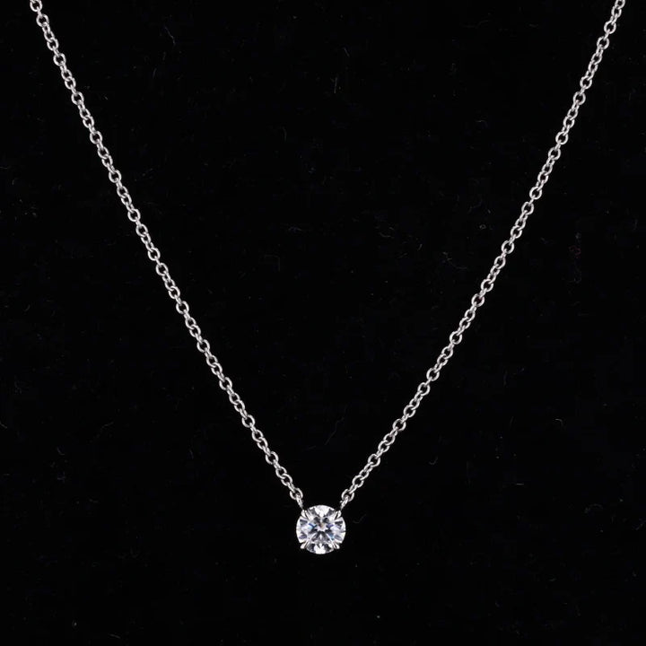 5mm Round Cut Moissanite Pendant Necklace in 10K Solid Yellow/White Gold
