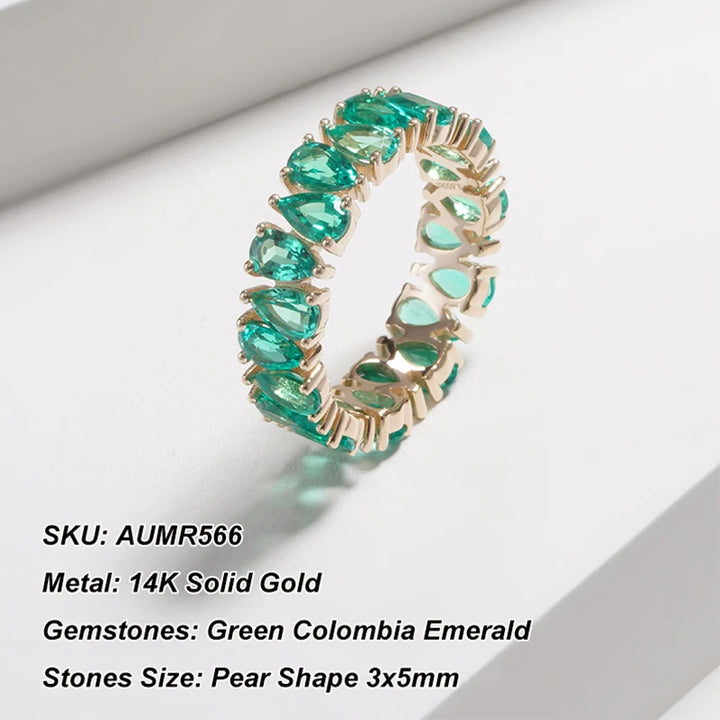 Emerald Eternity Ring Collection in 14K Solid Yellow Gold