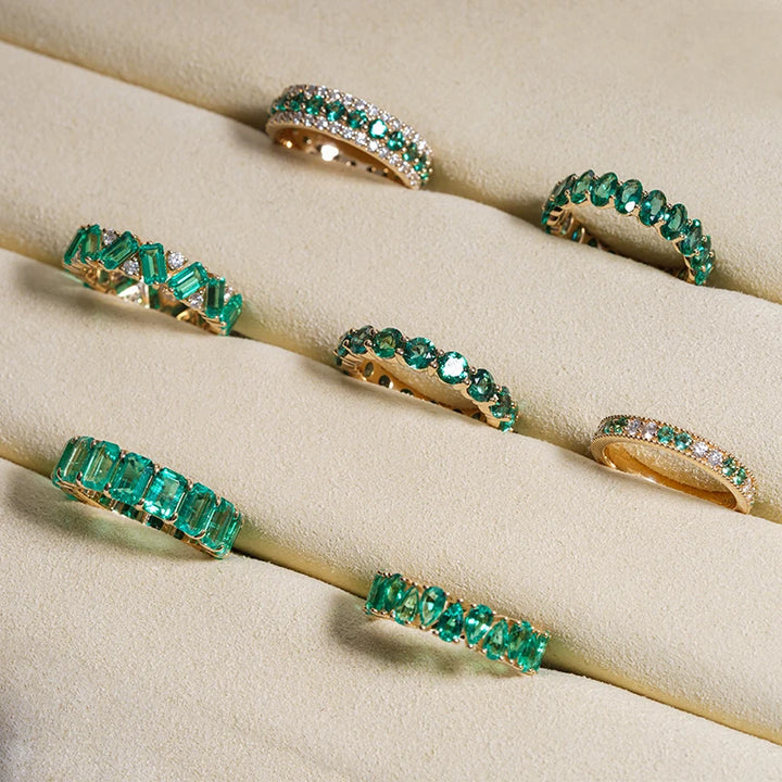 Emerald Eternity Ring Collection in 14K Solid Yellow Gold