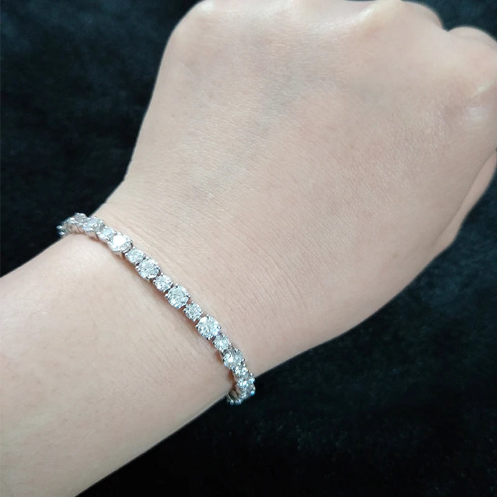 4mm Alternating Round Cut Diamond Tennis Bracelet in 14K Solid Yellow/White Gold
