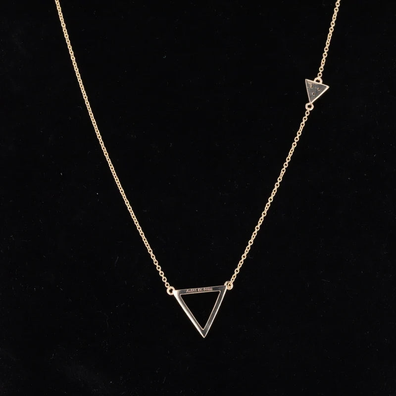 Triangle Pendant with Lab Grown Diamond Accent Necklace in 14K Yellow Gold