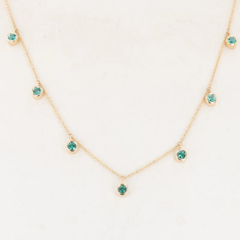 Lab Emerald Pendant Necklace in 10K Yellow Gold