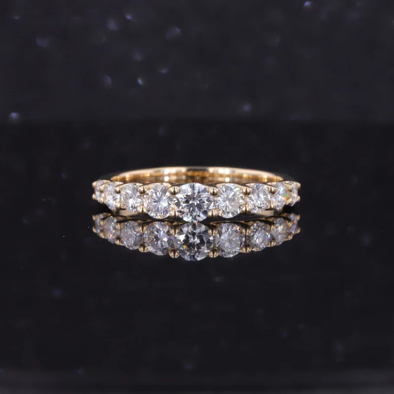 Cluster One Row Lab Diamond Ring in 10K Solid Yellow Gold