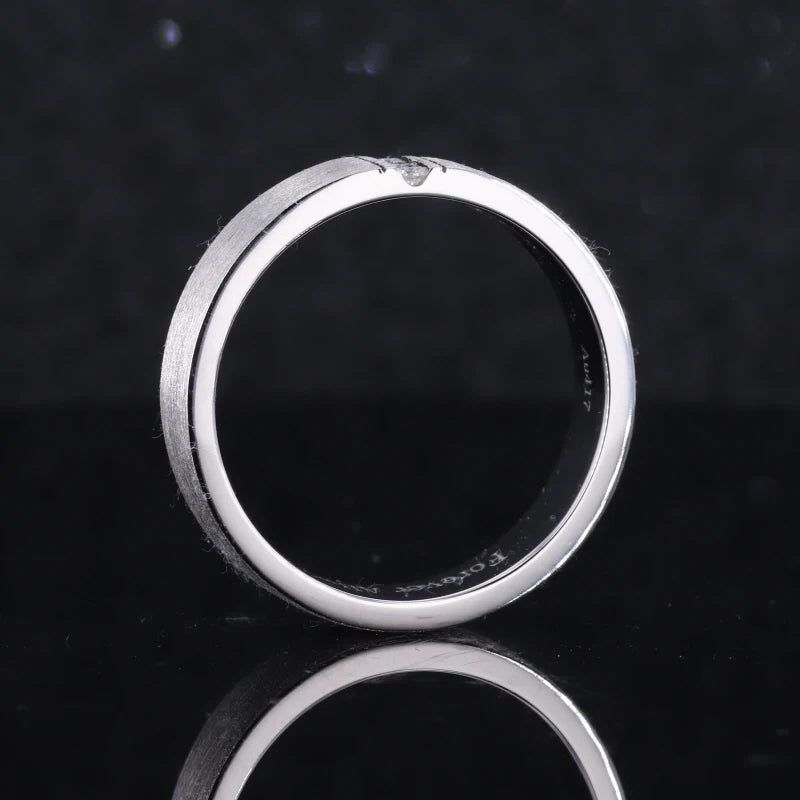 1.8mm Solid Band Men's Diamond Ring in 14K Solid White Gold