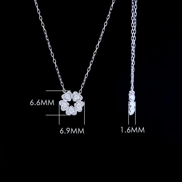 5 Leaf Clover Diamond Pendant with Rolo Necklace in 18K Yellow/White/Rose Gold