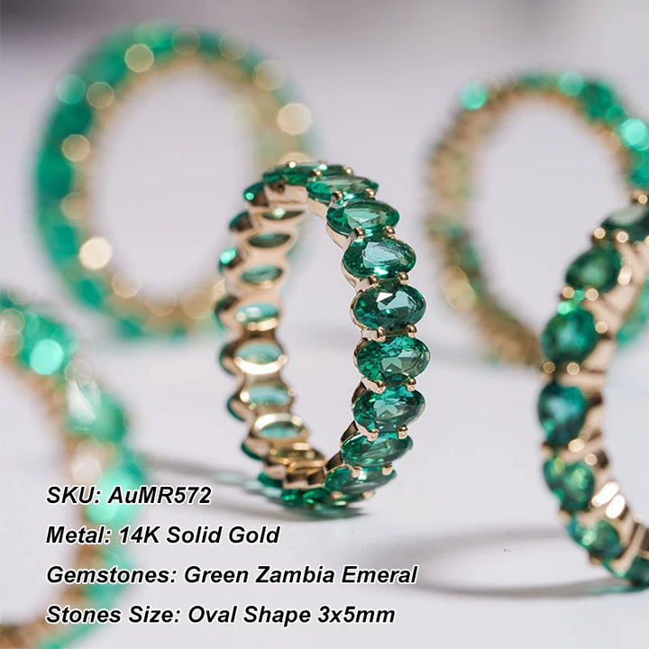 Emerald Eternity Ring Collection in 14K Solid Yellow Gold