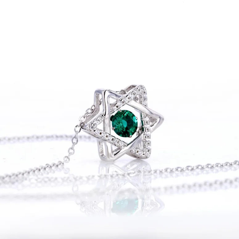 Emerald Star Pendant Necklace in 925 Sterling Silver