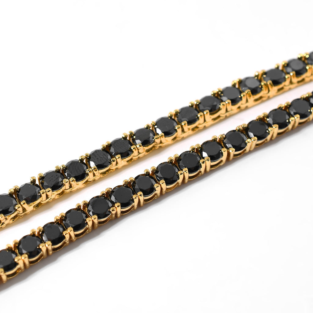 3mm Black Moissanite Tennis Chain | White Gold, Yellow Gold plated S925 Silver - Luther's Diamonds