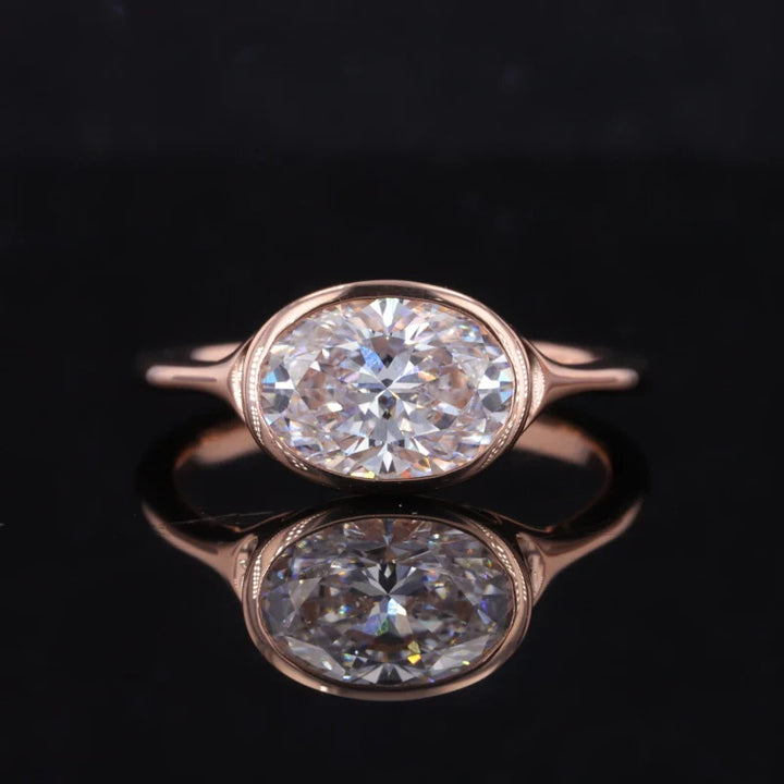 2.50ct Oval Lab-Grown Diamond East-to-West Bezel Set Ring in Rose Gold