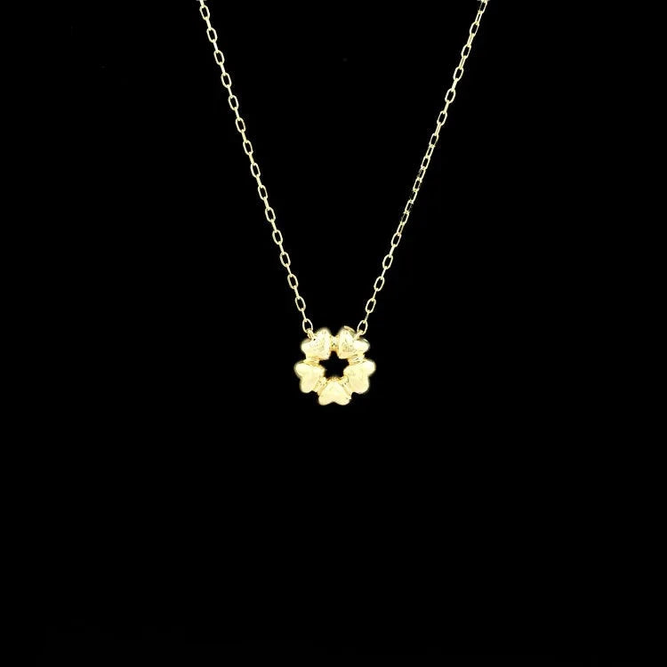 5 Leaf Clover Diamond Pendant with Rolo Necklace in 18K Yellow/White/Rose Gold