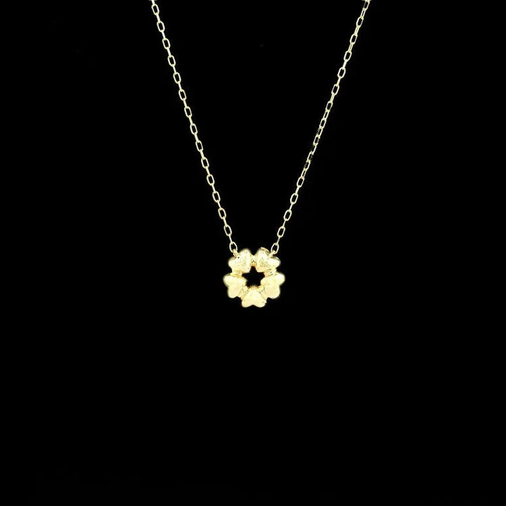 5 Leaf Clover Diamond Pendant with Rolo Necklace in 18K Yellow/White/Rose Gold
