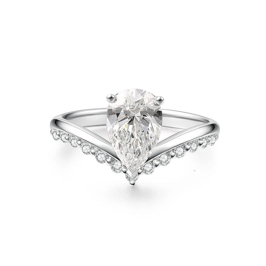 1.6-2.3ct Pear Cut Diamond VVS1 Floating Ring with in 18K Solid White Gold