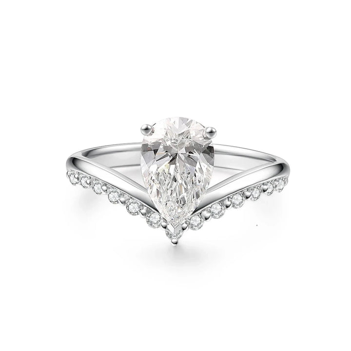 2.00ct Pear Lab-Grown Diamond Solitaire Ring with Floating Setting and Pavé Band in White Gold