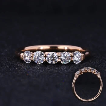 3.45mm Five Stone Diamond Ring in 14K Solid Yellow/White/Rose Gold