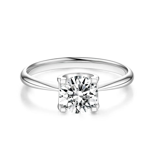 1.00ct Round Lab-Grown Diamond Solitaire Ring with Floating Diamond in White Gold