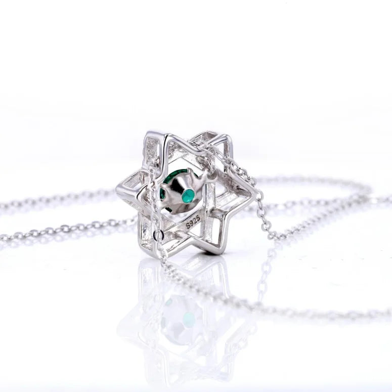 Emerald Star Pendant Necklace in 925 Sterling Silver
