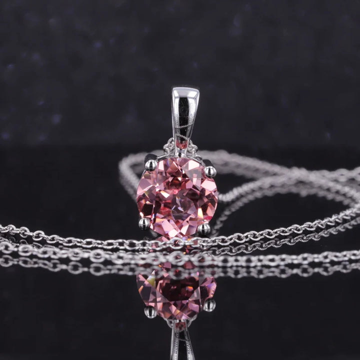 8mm, 2.50ct Round Lab-Grown Pink Sapphire Solitaire Pendant in White Gold