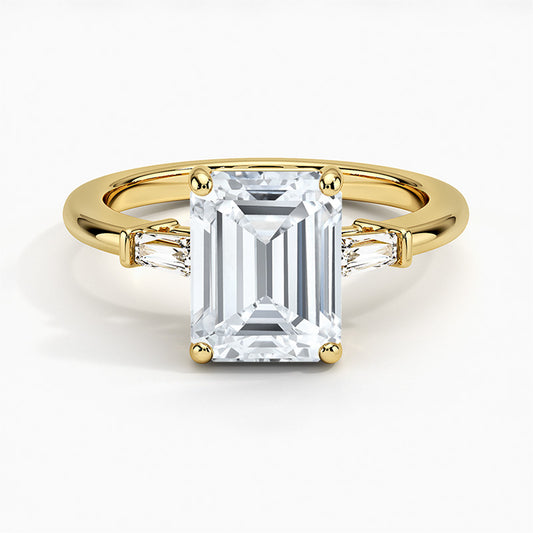 2.5ct Emerald cut Diamond 18k Yellow Gold Ring