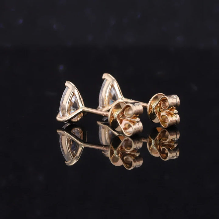 4*6mm Pear Cut Moissanite Earrings in 14K Solid Yellow Gold