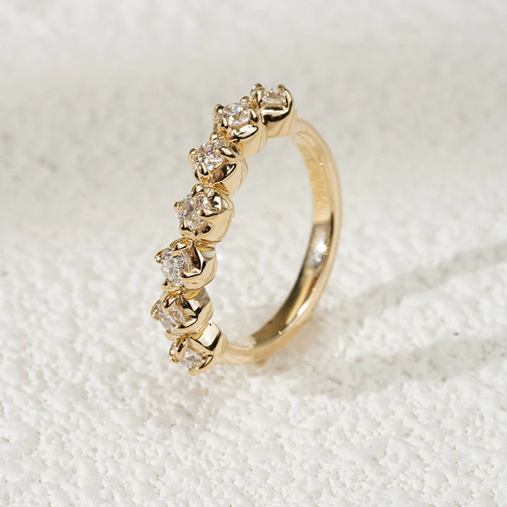 1.5ct Oval Diamond Vintage Ring with Matching 6-Stone Stacking Ring in 10K Solid Yellow Gold