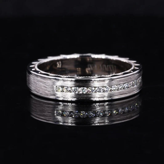 1.5mm Solid Band Men's Diamond Ring in 14K White Gold