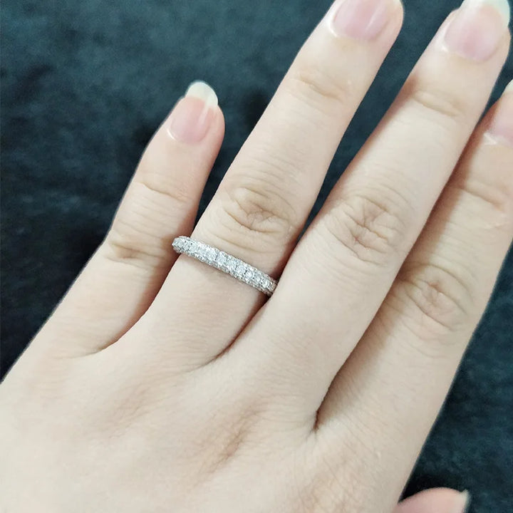 Three Row Diamond Eternity Ring in 18k Solid White Gold