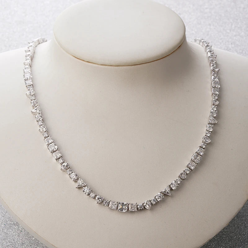 Customized ALL CUTS Moissanite Tennis Chain in 14k White Gold