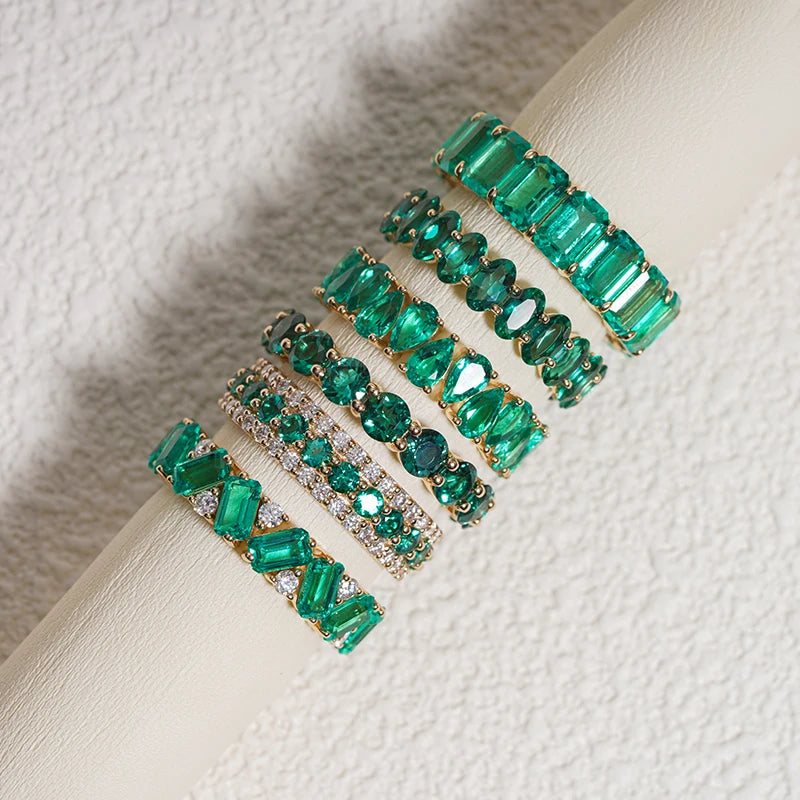 Emerald Eternity Ring Collection in 14K Solid Yellow Gold
